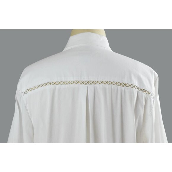 CHICO'S COTTON POPLIN WHITE BILLOW-SLEEVE TOP - Picture 5 of 8